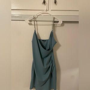 Blue mini dress worn once with rhinestone straps